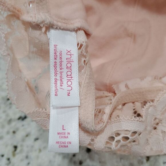 Xhilaration Peach lace halter push-up bralette, Large - Picture 3 of 3